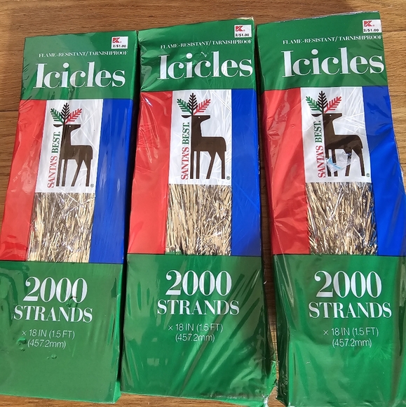 Vintage Silver Icicle Strands Christmas Tree Decorating Bundle of 6 Packs New - Picture 3 of 9